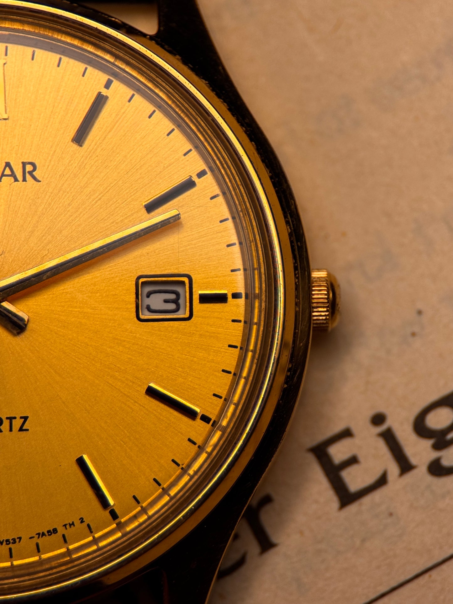 Vintage Pulsar Quartz Ref: 116346 – Gold Dial | Black Leather Strap