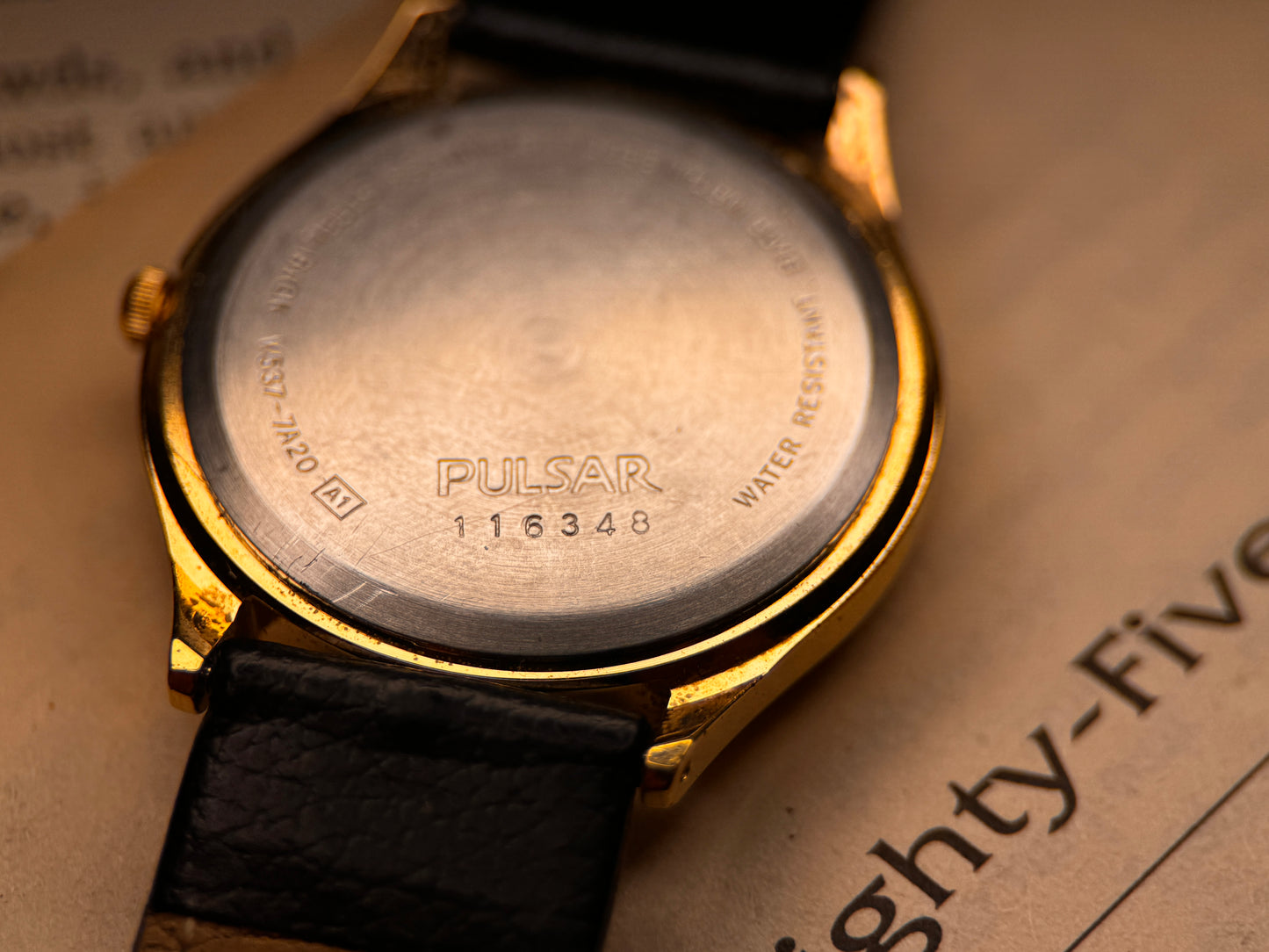 Vintage Pulsar Quartz Ref: 116346 – Gold Dial | Black Leather Strap