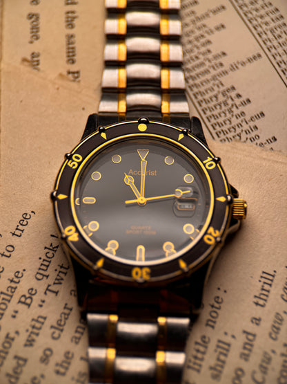 Vintage Accurist Sport Diver – Black, Gold & Silver (Cal. 6M12)