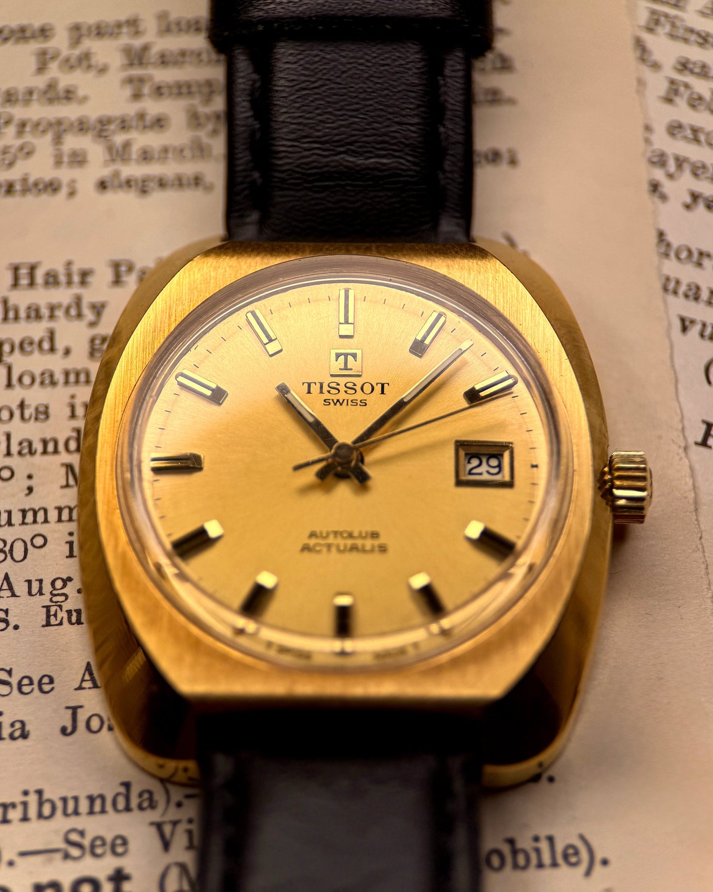 Tissot Autolub Actualis | Gold Sunburst Dial | 1970s Switzerland